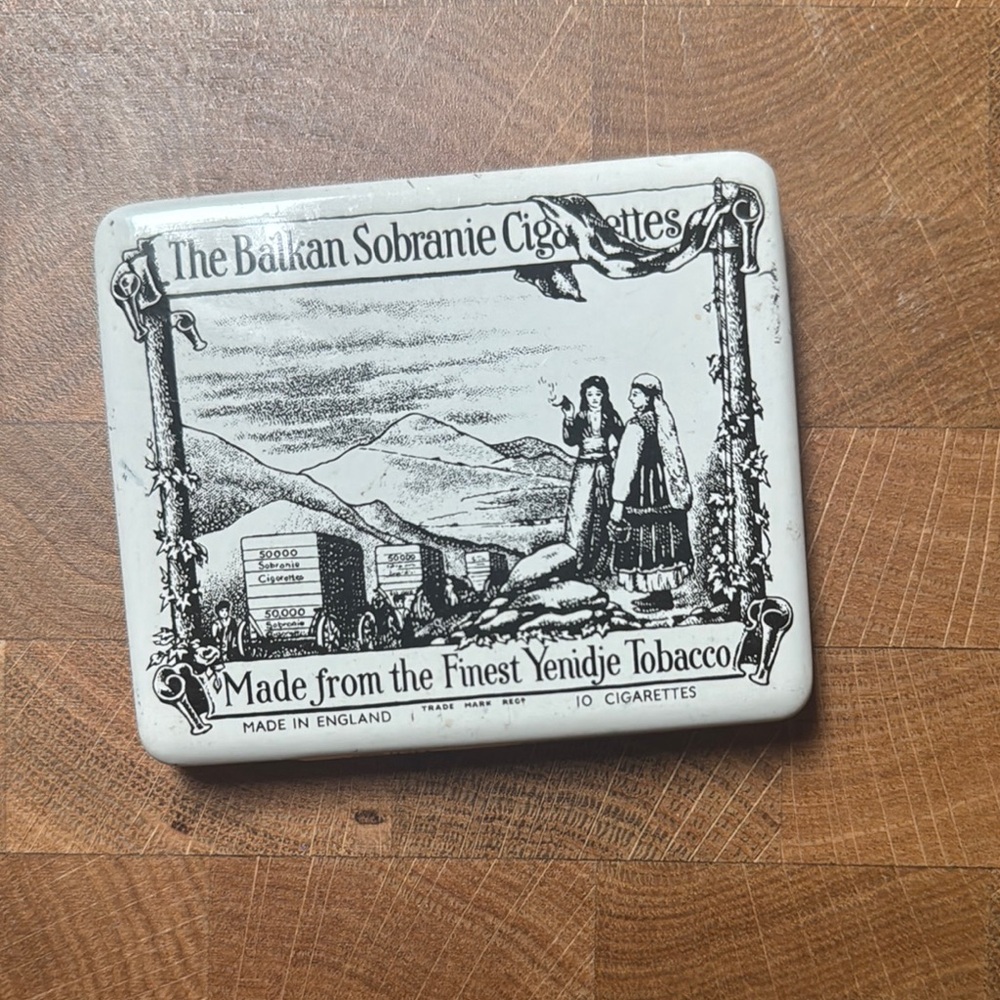 Balkan Sobranie Vintage Cigarette Tin Black and White